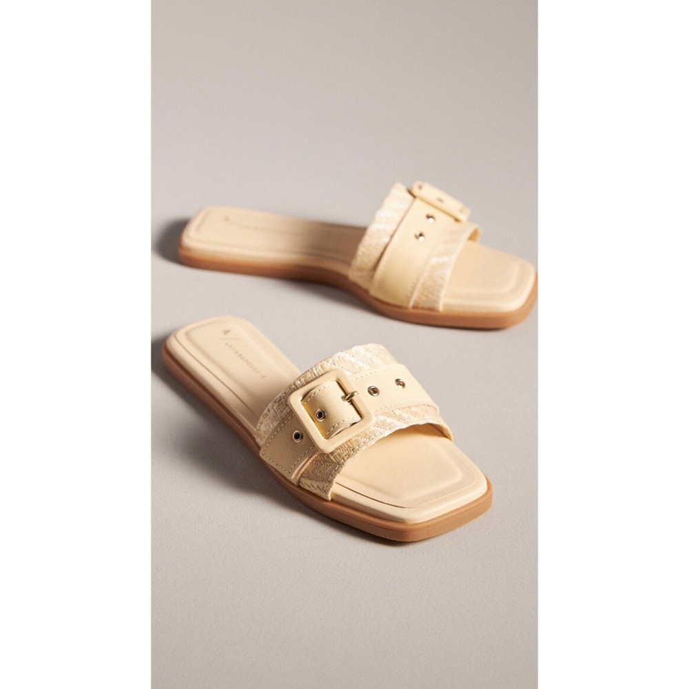 NWT Anthropologie Buckle Slide Sandal Cream